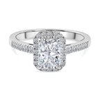 Luxuriant - SGL Certified Lab Grown Diamond (SI/G-H) Emerald Cut Halo Ring in Rhodium Overlay Sterling Silver 1.26 Ct._8499323
