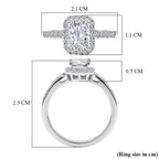 Luxuriant - SGL Certified Lab Grown Diamond (SI/G-H) Emerald Cut Halo Ring in Rhodium Overlay Sterling Silver 1.26 Ct._8499323_3