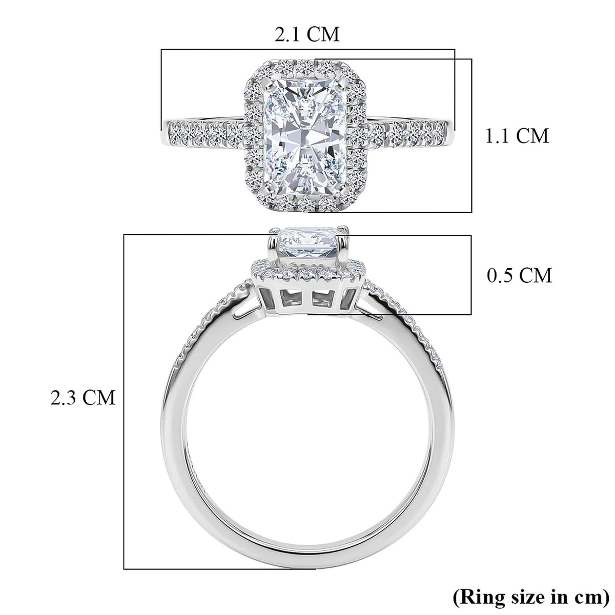 LUXURIANT 1.25 Ct. Lab Grown Diamond Emerald-Cut Halo Ring in Rhodium Overlay Sterling Silver SGL Certified (SI-G-H) 8499323 4