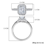 Luxuriant - SGL Certified Lab Grown Diamond (SI/G-H) Emerald Cut Halo Ring in Rhodium Overlay Sterling Silver 1.26 Ct._8499341_3