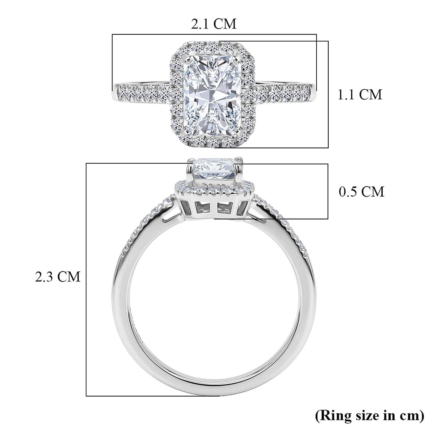 LUXURIANT 1.25 Ct. Lab Grown Diamond Emerald-Cut Halo Ring in Rhodium Overlay Sterling Silver SGL Certified (SI-G-H) 8499341 4