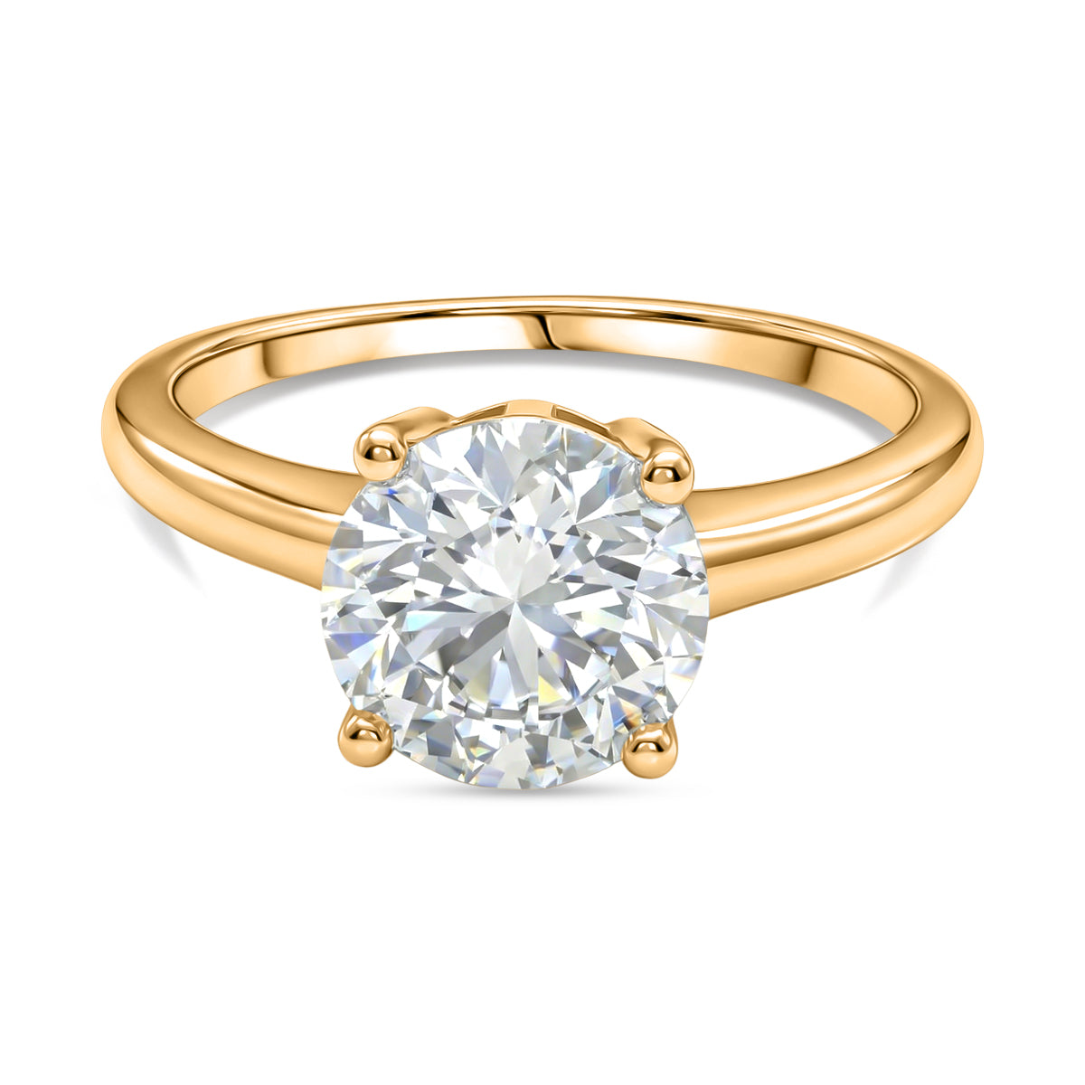 D'Joy - Moissanite Solitaire Heart &amp; Arrow Cut Ring in 18K Vermeil Yellow Gold Plated Sterling Silver 2.09 Ct. V32559997 0