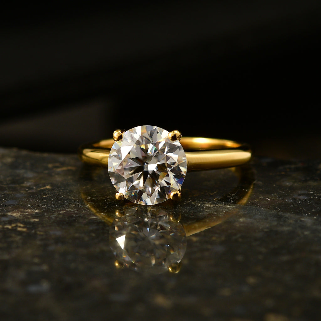 D'Joy - Moissanite Solitaire Heart & Arrow Cut Ring in 18K Vermeil Yellow Gold Plated Sterling Silver 2.09 Ct._8499550_2