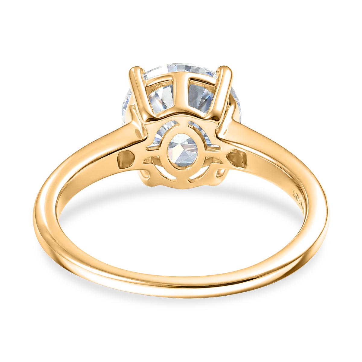 D'Joy - Moissanite Solitaire Heart &amp; Arrow Cut Ring in 18K Vermeil Yellow Gold Plated Sterling Silver 2.09 Ct. V32559997 5