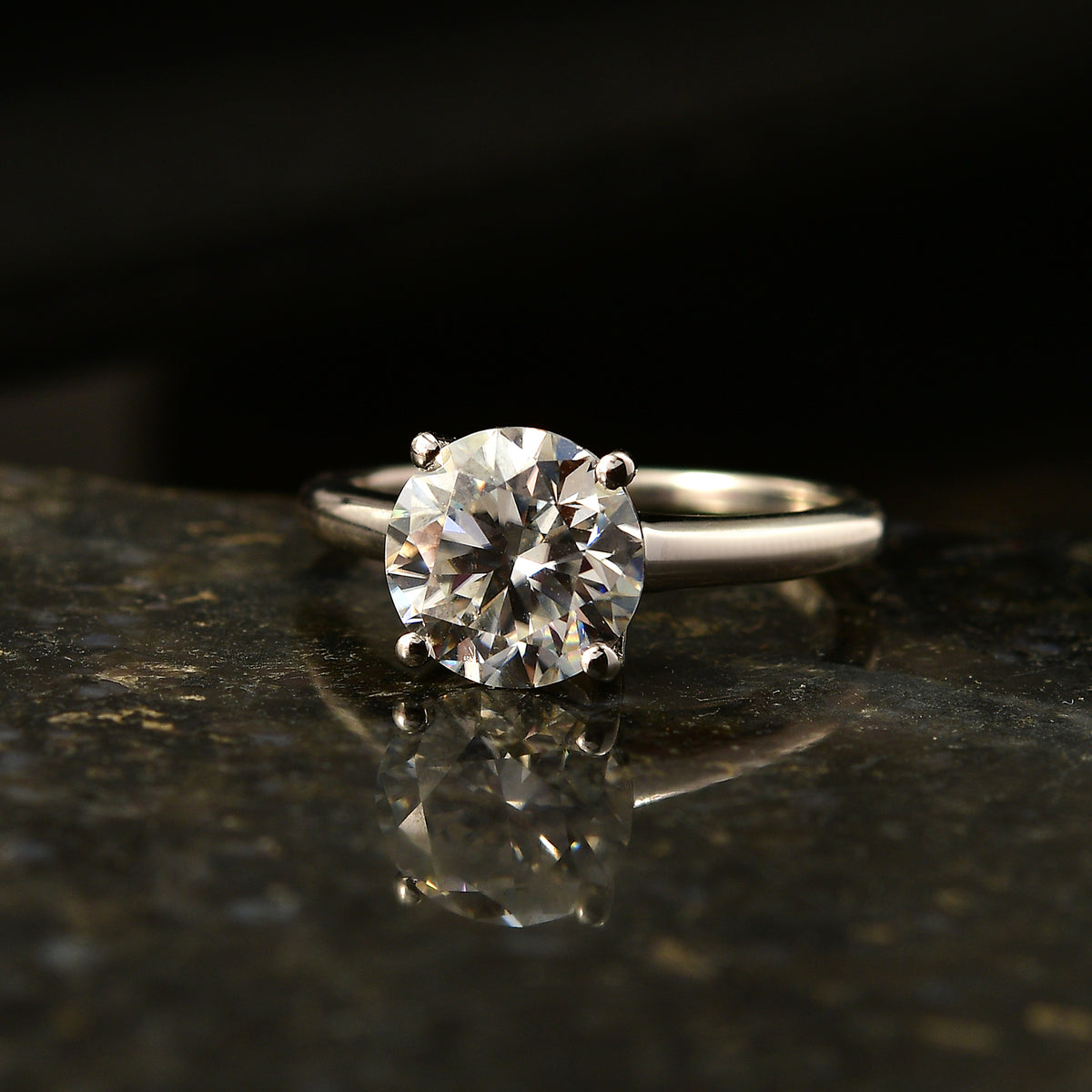 D'Joy Moissanite Solitaire Ring in Rhodium Overlay Sterling Silver 2.13 Ct. V32646968 3