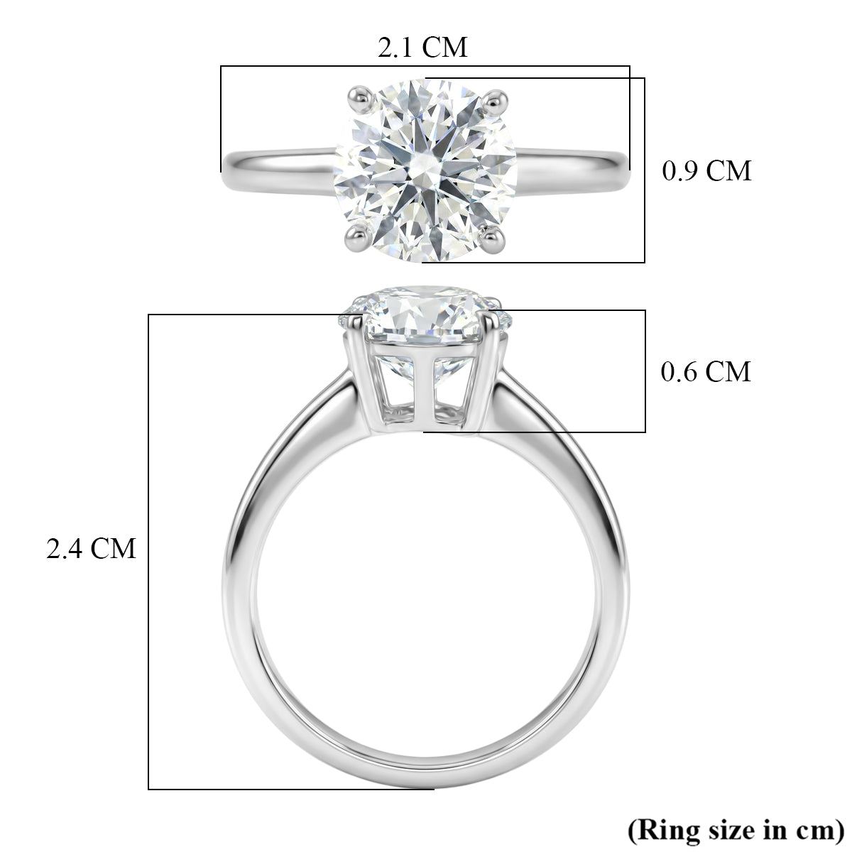D'Joy Moissanite Solitaire Ring in Rhodium Overlay Sterling Silver 2.13 Ct. V32646968 6