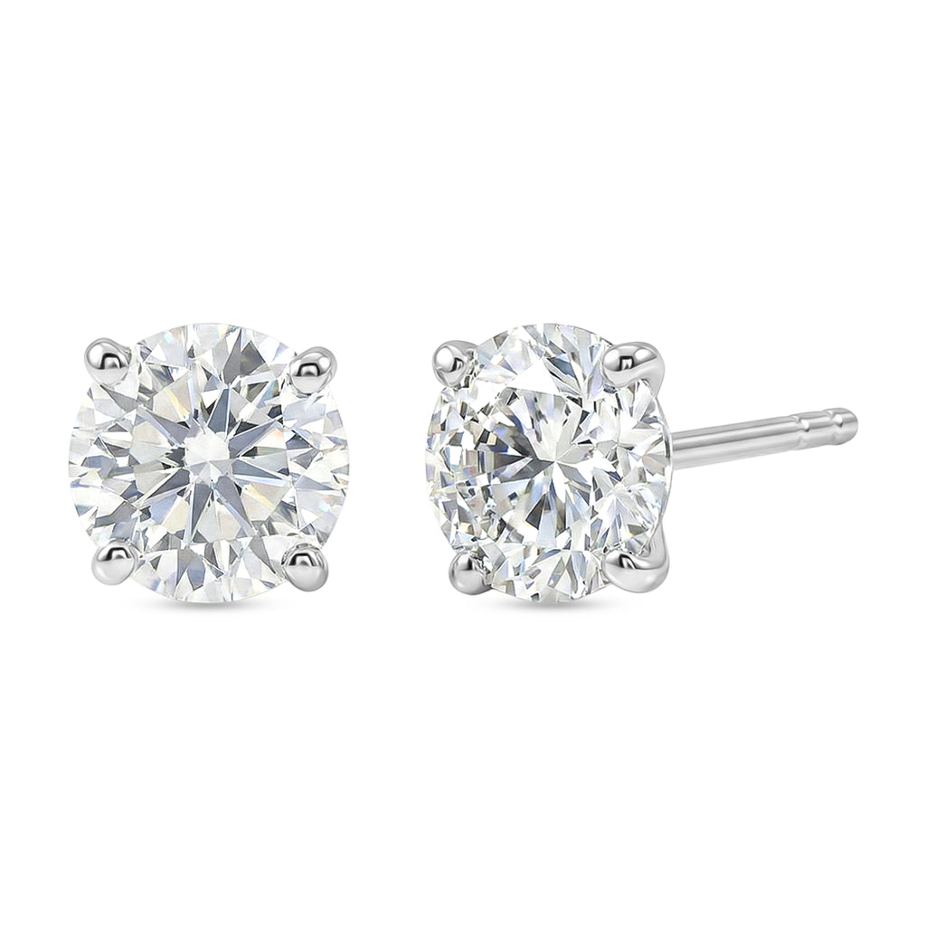 D'Joy Moissanite Solitaire Stud Push Post Earring in Rhodium Overlay Sterling Silver 2.00 Ct._8499594
