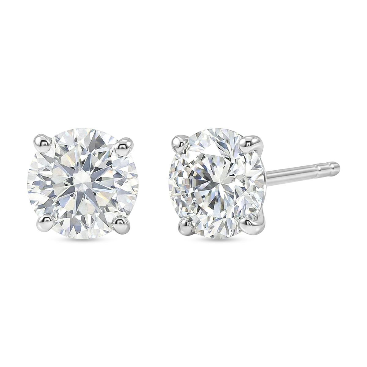 D'Joy Moissanite Solitaire Stud Push Post Earring in Rhodium Overlay Sterling Silver 2.00 Ct. 8499594 0