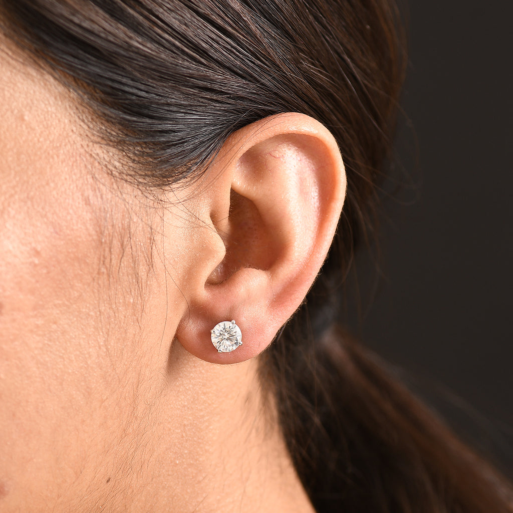 D'Joy Moissanite Solitaire Stud Push Post Earring in Rhodium Overlay Sterling Silver 2.00 Ct._8499594_1
