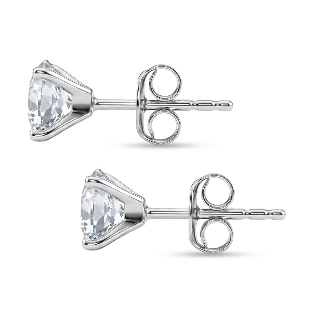 D'Joy Moissanite Solitaire Stud Push Post Earring in Rhodium Overlay Sterling Silver 2.00 Ct. 8499594 4