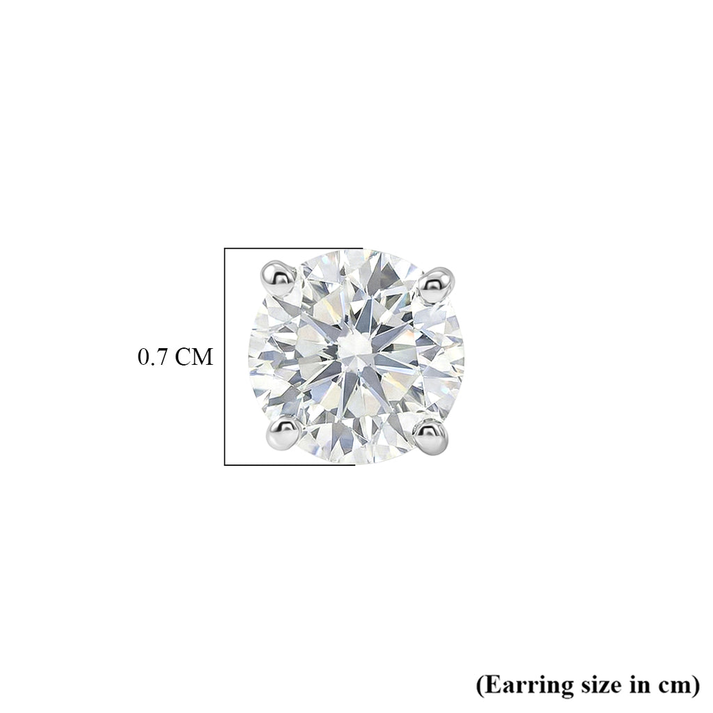 D'Joy Moissanite Solitaire Stud Push Post Earring in Rhodium Overlay Sterling Silver 2.00 Ct._8499594_4