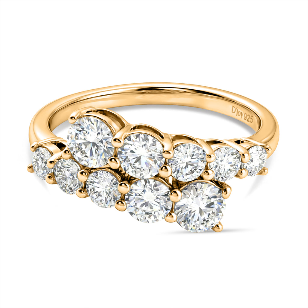 D'Joy Moissanite Bypass Ring in Yellow Gold Plated Sterling Silver  1.24 Ct._8499642