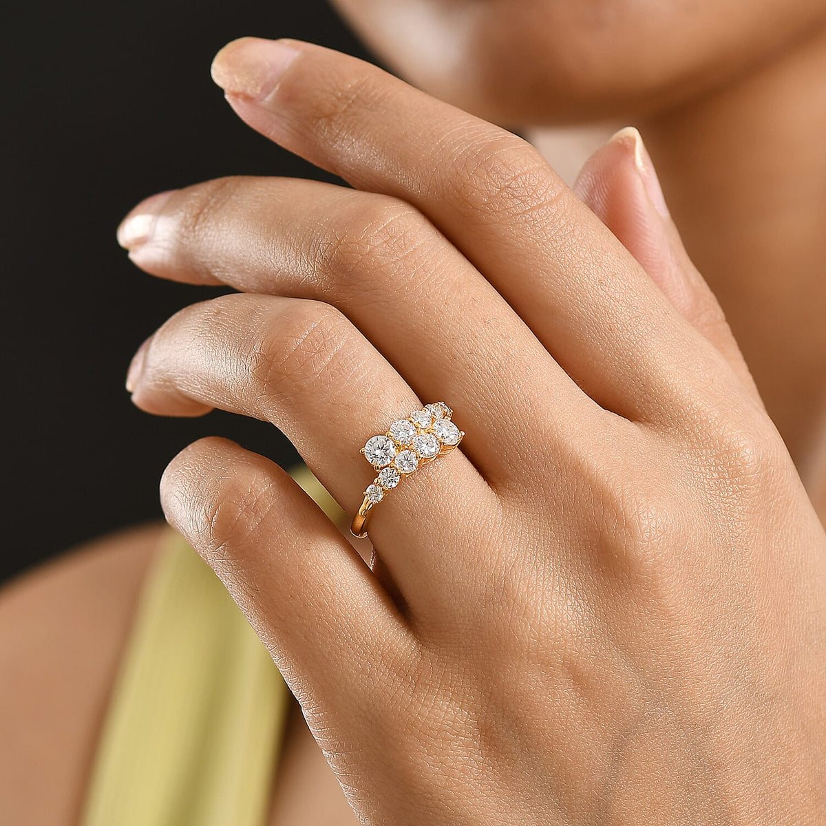 D'Joy Moissanite Bypass Ring in Yellow Gold Plated Sterling Silver  1.24 Ct. V32519608 2