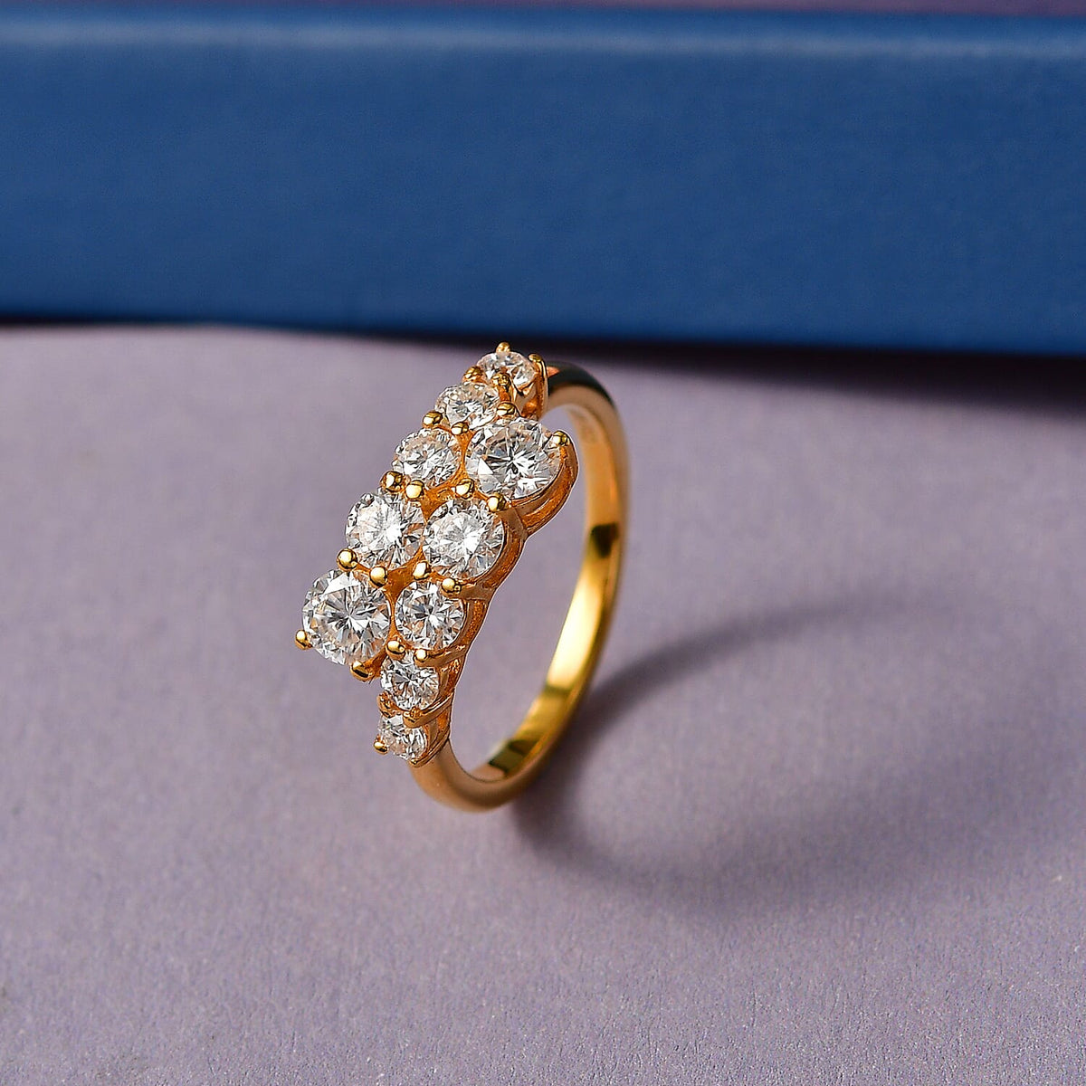 D'Joy Moissanite Bypass Ring in Yellow Gold Plated Sterling Silver  1.24 Ct. V32519608 3