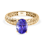 The Legacy Collection - 9K Yellow Gold AAA Tanzanite Solitaire Handmade Mirage Oval Ring 2.00 Ct._8499761