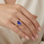 The Legacy Collection - 9K Yellow Gold AAA Tanzanite Solitaire Handmade Mirage Oval Ring 2.00 Ct._8499761_1