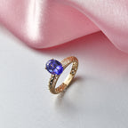 The Legacy Collection - 9K Yellow Gold AAA Tanzanite Solitaire Handmade Mirage Oval Ring 2.00 Ct._8499761_2