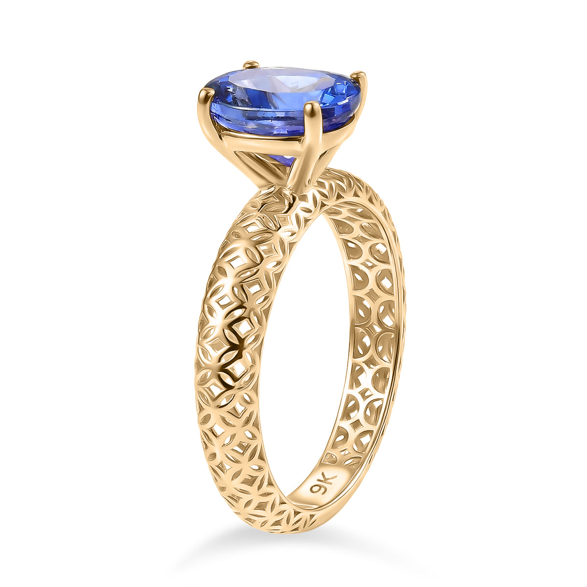 The Legacy Collection - 9K Yellow Gold AAA Tanzanite Solitaire Handmade Mirage Oval Ring 2.00 Ct. V32516293 4