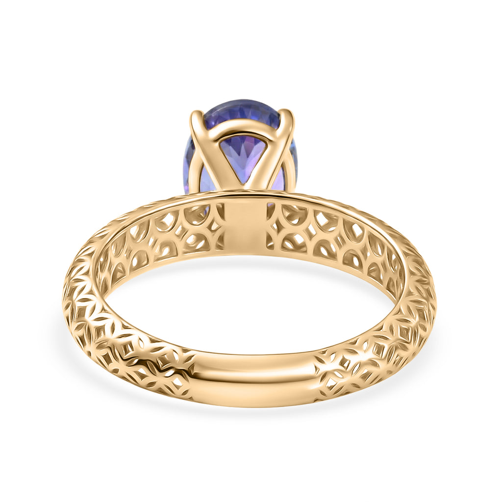 The Legacy Collection - 9K Yellow Gold AAA Tanzanite Solitaire Handmade Mirage Oval Ring 2.00 Ct._8499761_4