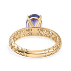 The Legacy Collection - 9K Yellow Gold AAA Tanzanite Solitaire Handmade Mirage Oval Ring 2.00 Ct._8499761_4