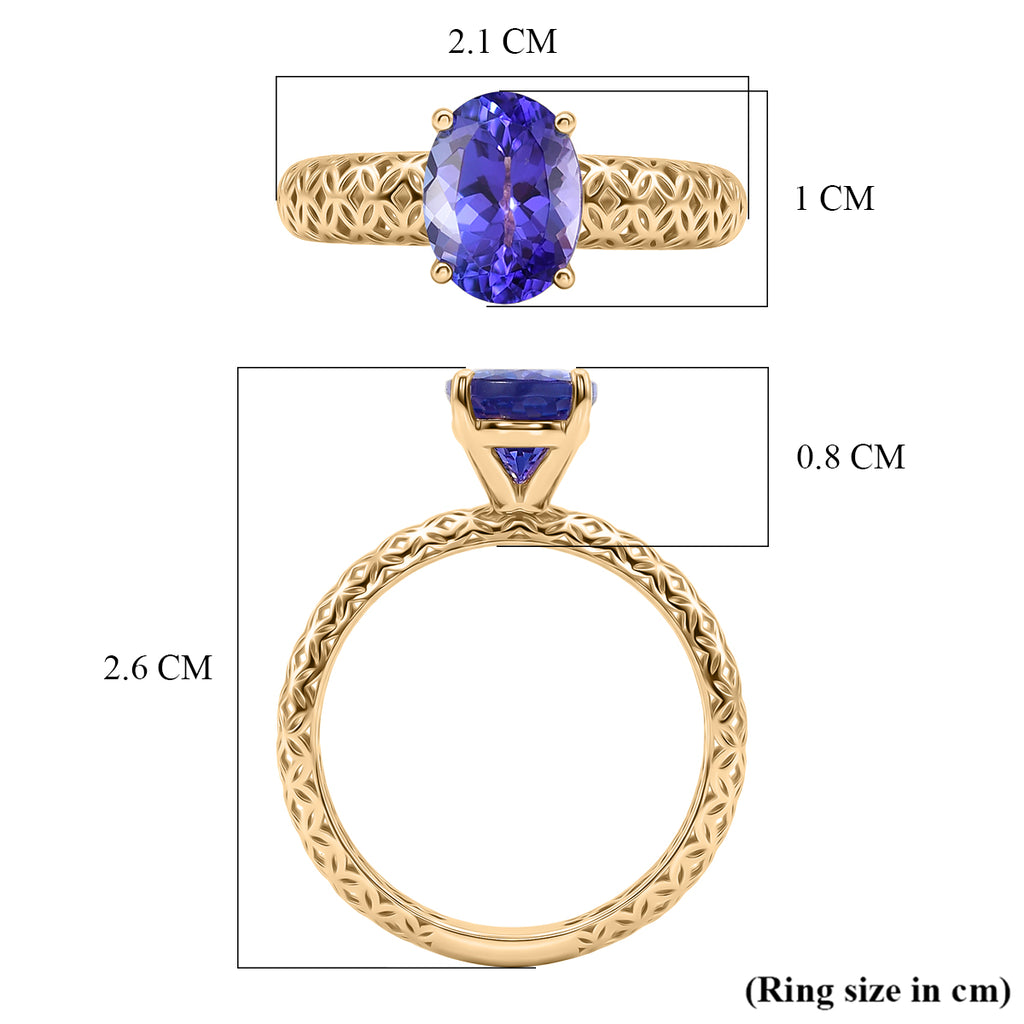 The Legacy Collection - 9K Yellow Gold AAA Tanzanite Solitaire Handmade Mirage Oval Ring 2.00 Ct._8499761_5