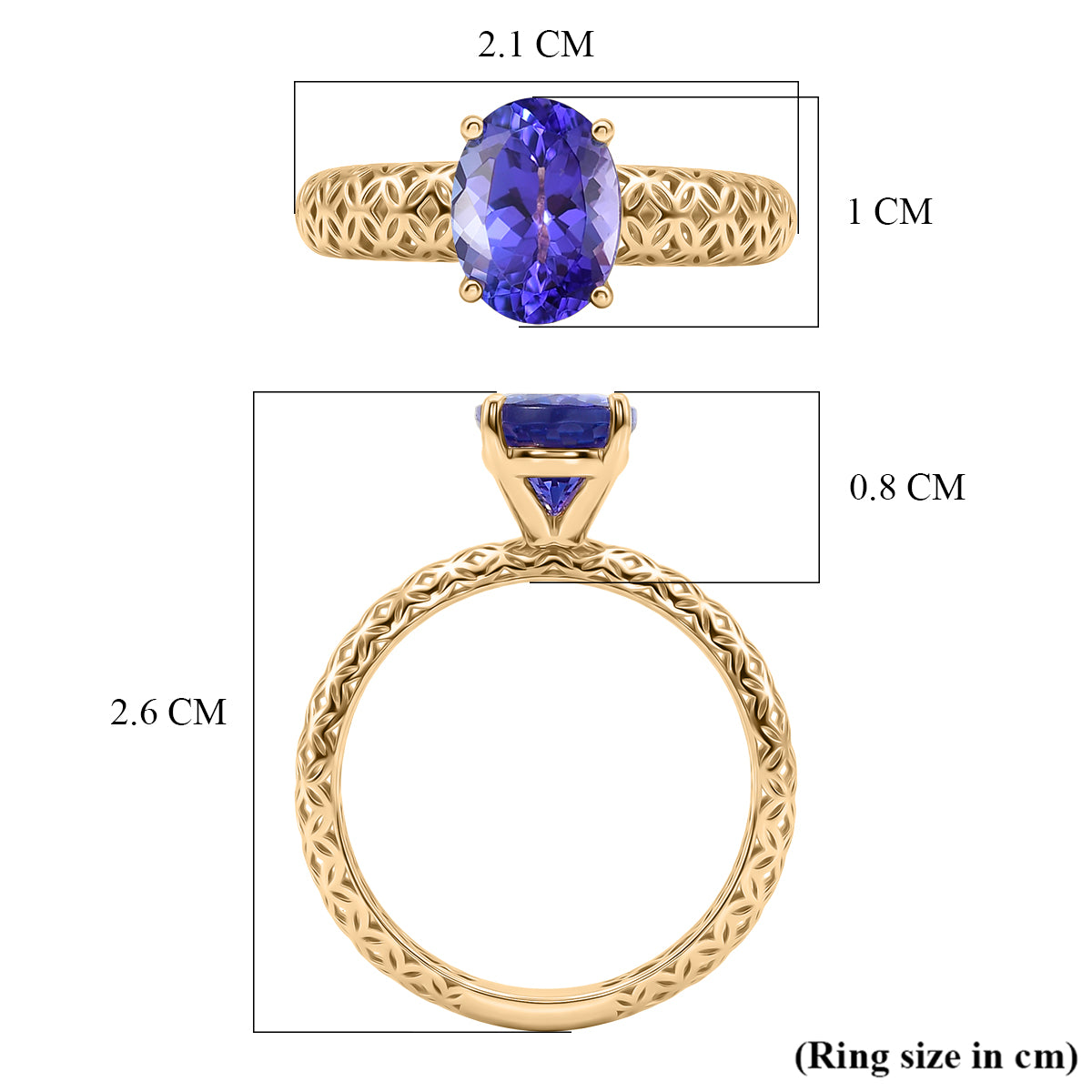 The Legacy Collection - 9K Yellow Gold AAA Tanzanite Solitaire Handmade Mirage Oval Ring 2.00 Ct. V32516293 6