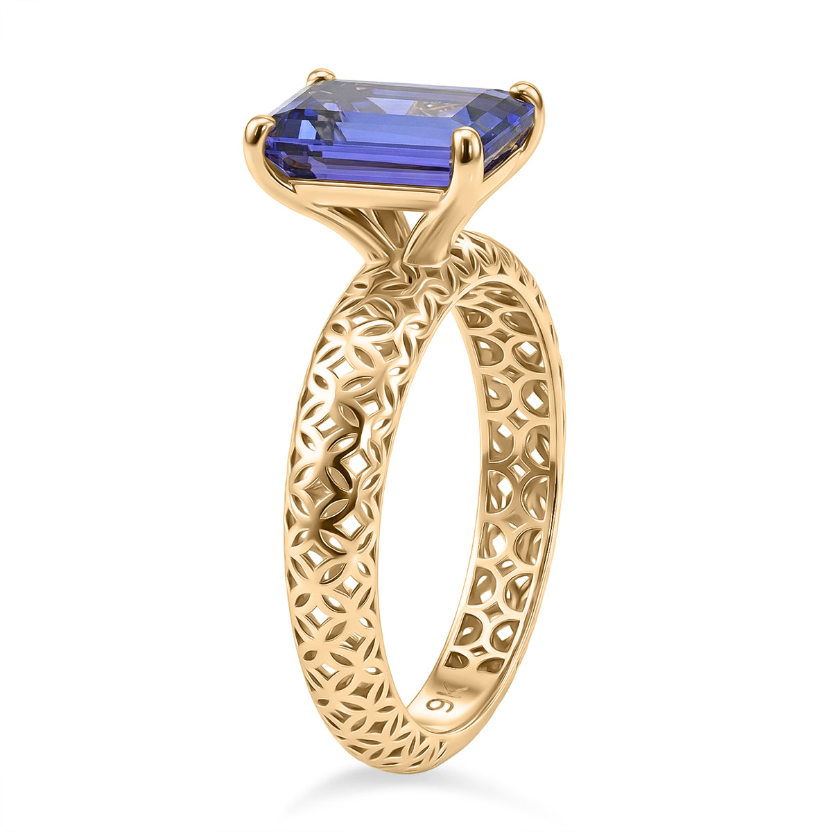 The Legacy Collection - 9K Yellow Gold Tanzanite Solitaire Handmade Emerald Cut Ring 2.00 Ct. V32570597 4