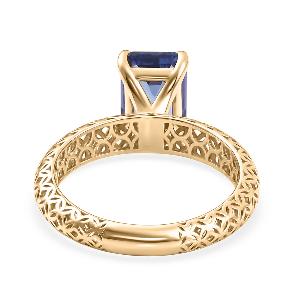 The Legacy Collection - 9K Yellow Gold Tanzanite Solitaire Handmade Emerald Cut Ring 2.00 Ct._8499776_4