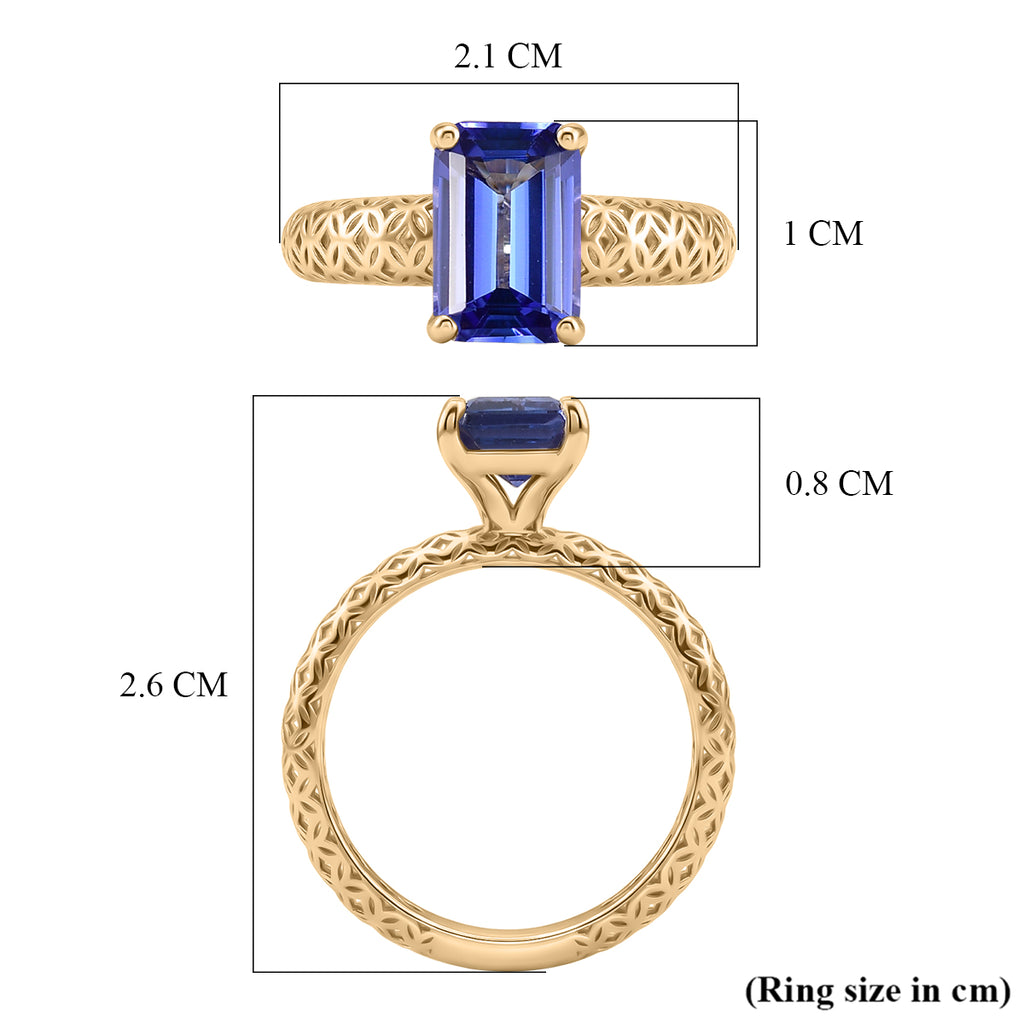 The Legacy Collection - 9K Yellow Gold Tanzanite Solitaire Handmade Emerald Cut Ring 2.00 Ct._8499776_5