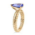 The Legacy Collection - 9K Yellow Gold Tanzanite Solitaire Handmade Mirage Pear Ring 2.00 Ct._8499782_3