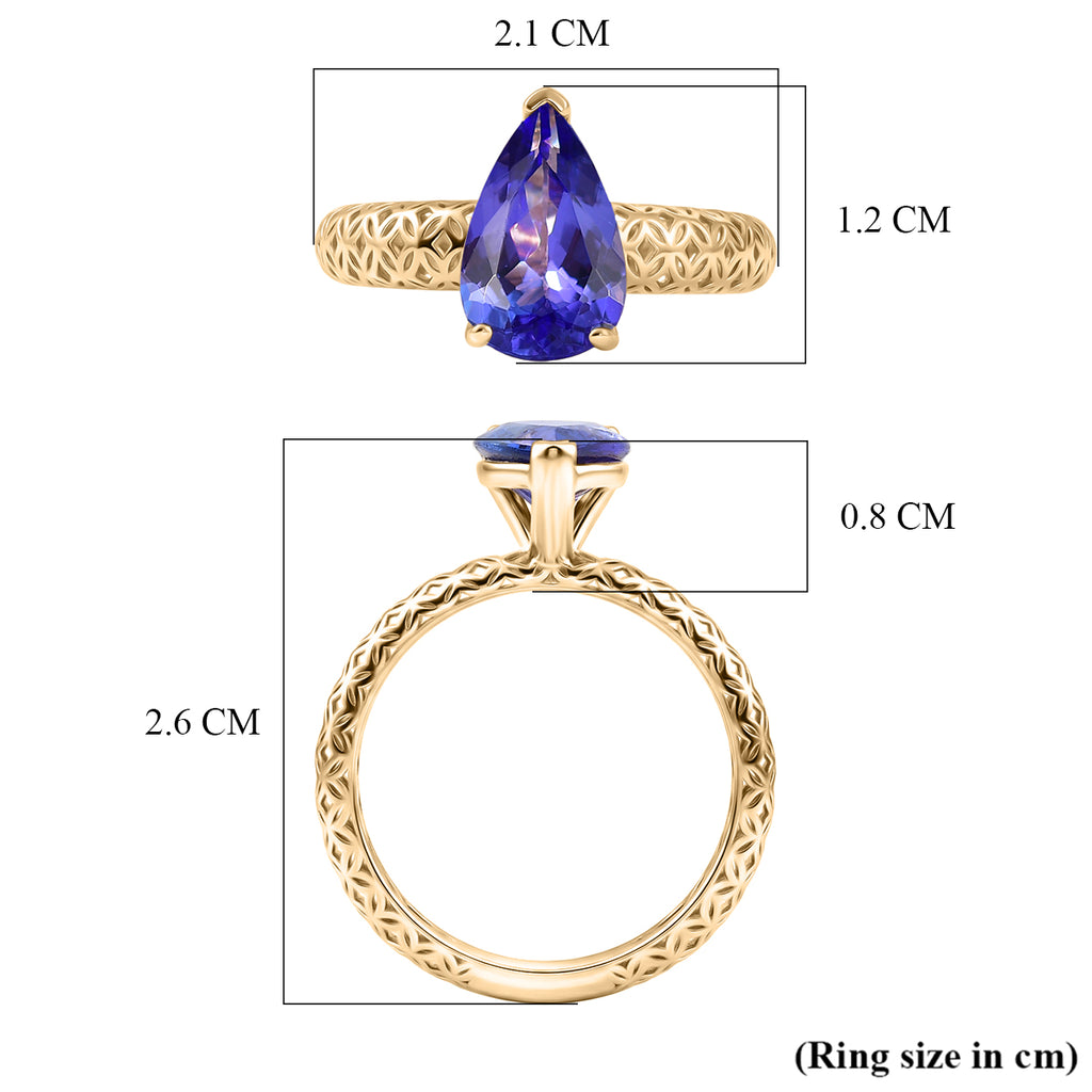 The Legacy Collection - 9K Yellow Gold Tanzanite Solitaire Handmade Mirage Pear Ring 2.00 Ct._8499782_5