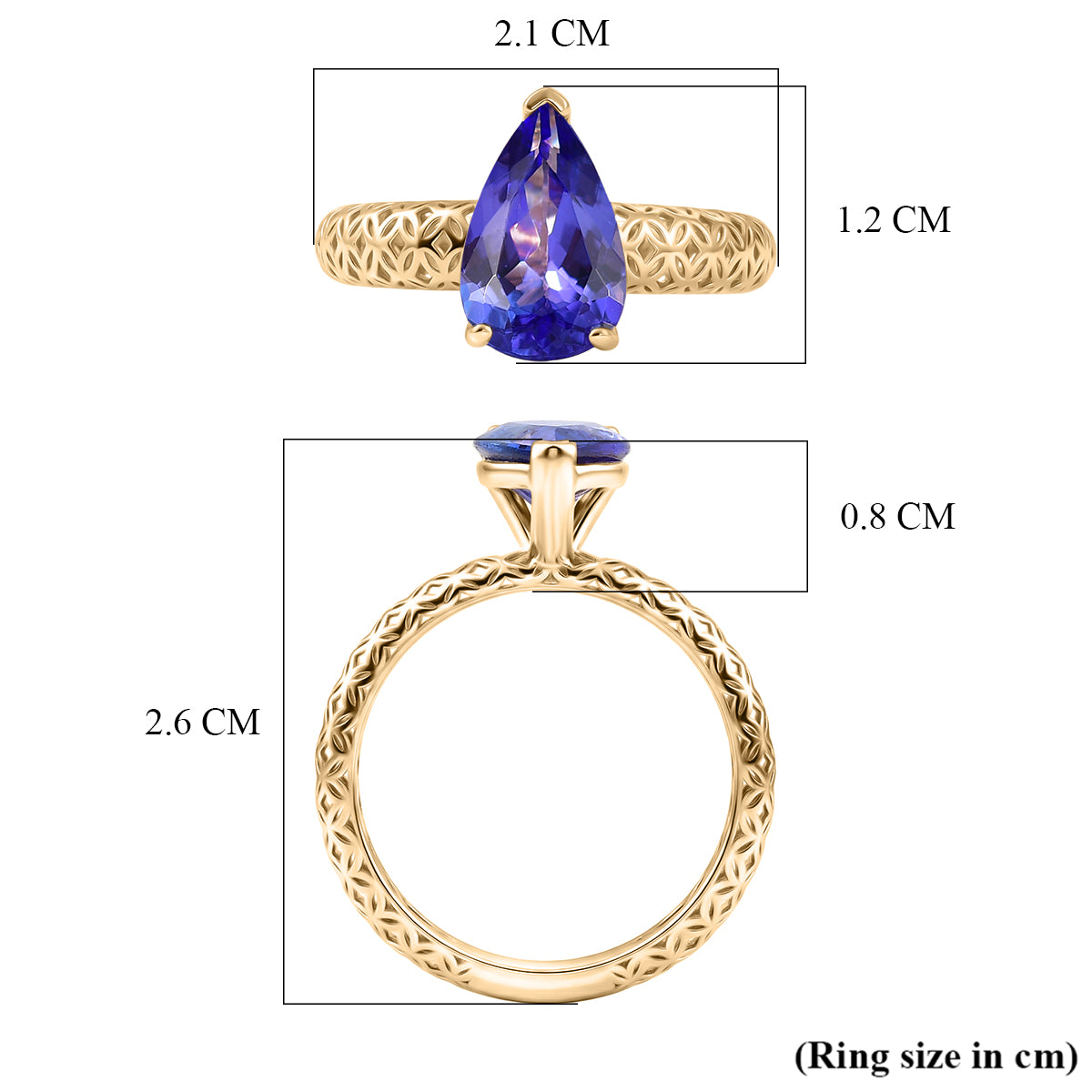 The Legacy Collection - 9K Yellow Gold Tanzanite Solitaire Handmade Mirage Pear Ring 2.00 Ct. V32526275 6