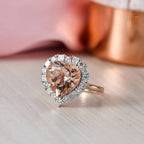 Luxuriant 10K Rose Gold AAA Morganite, Lab Grown Diamond GH, SI Halo Ring, Gold Wt.3.33 Gms  4.760  Ct._8499814_1