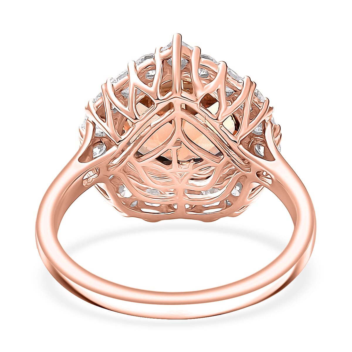 Luxuriant 10K Rose Gold AAA Morganite, Lab Grown Diamond GH, SI Halo Ring, Gold Wt.3.33 Gms  4.760  Ct. 8499814 4
