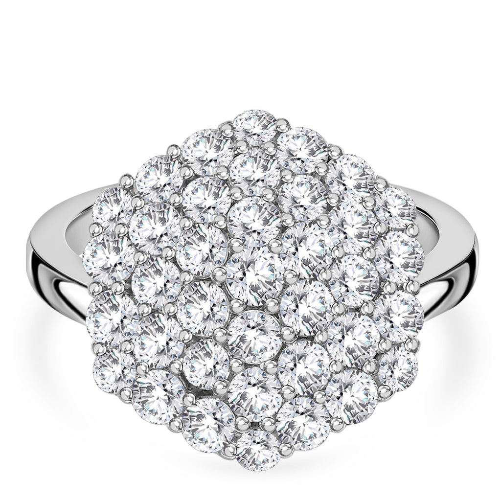 D'Joy Red Carpet Collection - Moissanite Cluster Ring in Rhodium Overlay Sterling Silver 3.30 Ct._8499841