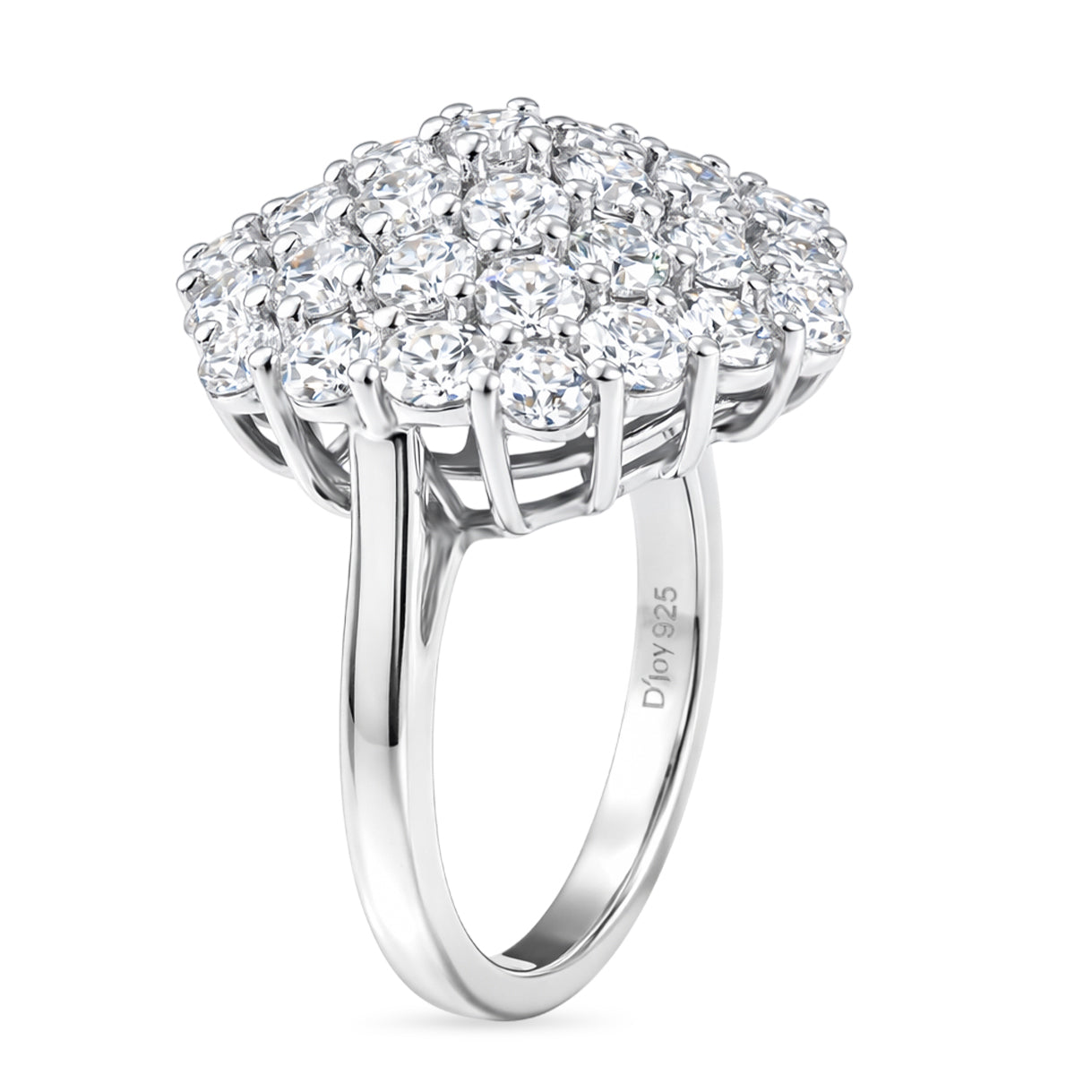 D'Joy Red Carpet Collection - Moissanite Cluster Ring in Rhodium Overlay Sterling Silver 3.30 Ct. V32556737 4