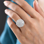 D'Joy Red Carpet Collection - Moissanite Cluster Ring in Rhodium Overlay Sterling Silver 3.30 Ct._8499843_1