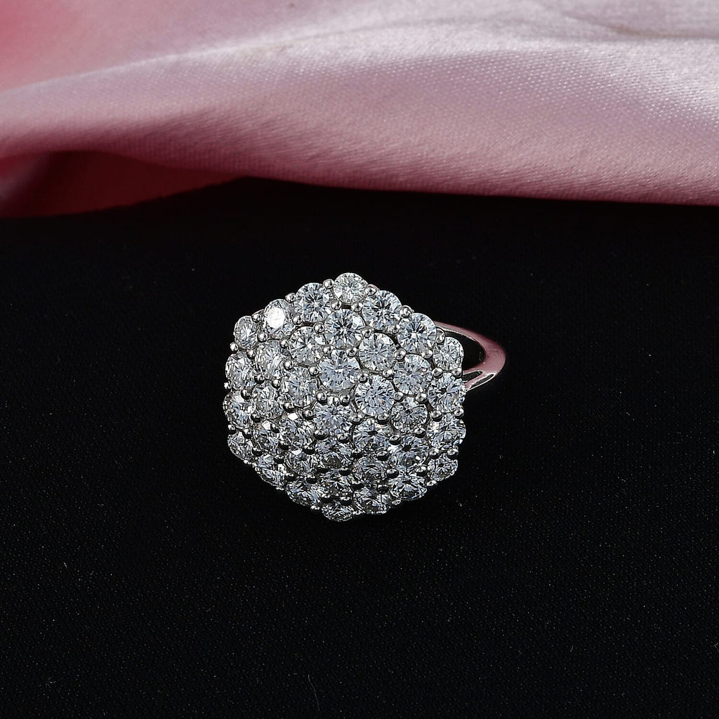 D'Joy Red Carpet Collection - Moissanite Cluster Ring in Rhodium Overlay Sterling Silver 3.30 Ct._8499843_3