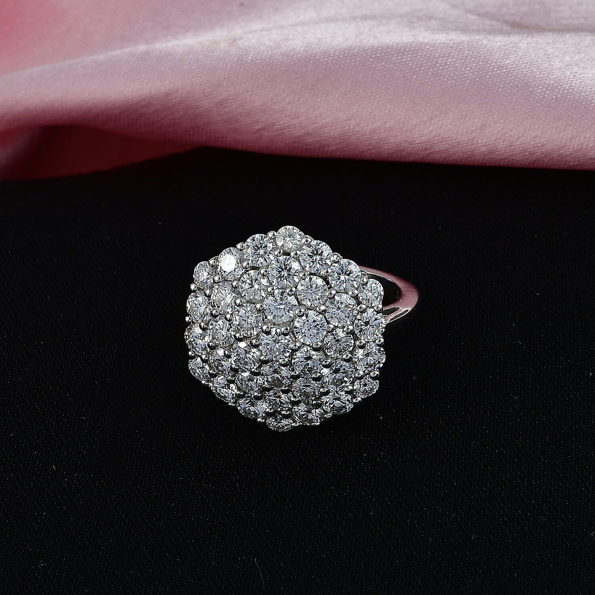 D'Joy Red Carpet Collection - Moissanite Cluster Ring in Rhodium Overlay Sterling Silver 3.30 Ct. V32586207 4
