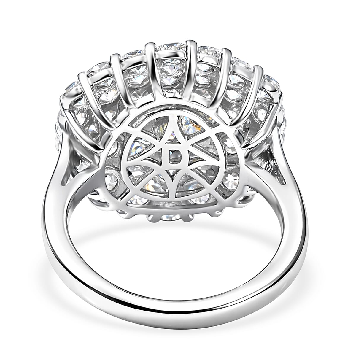 D'Joy Red Carpet Collection - Moissanite Cluster Ring in Rhodium Overlay Sterling Silver 3.30 Ct. V32586207 6