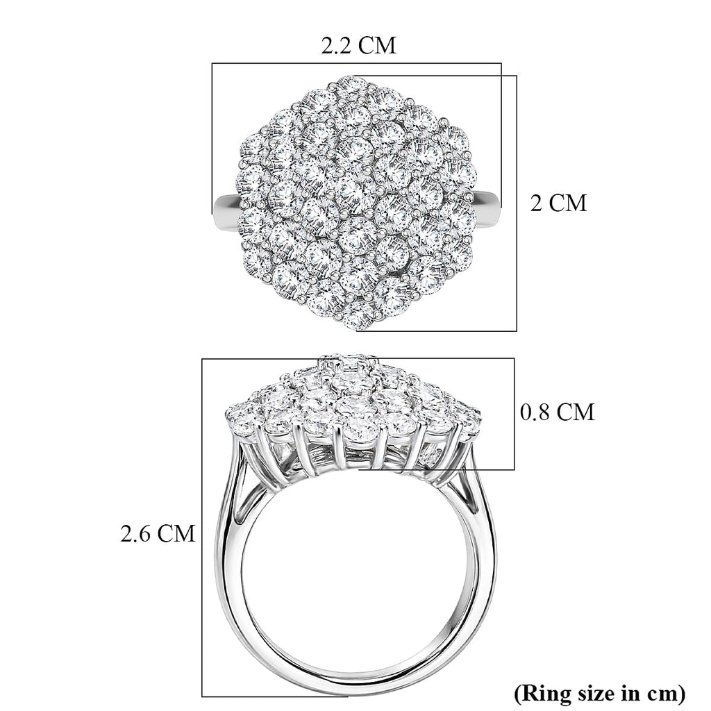 D'Joy Red Carpet Collection - Moissanite Cluster Ring in Rhodium Overlay Sterling Silver 3.30 Ct._8499843_6