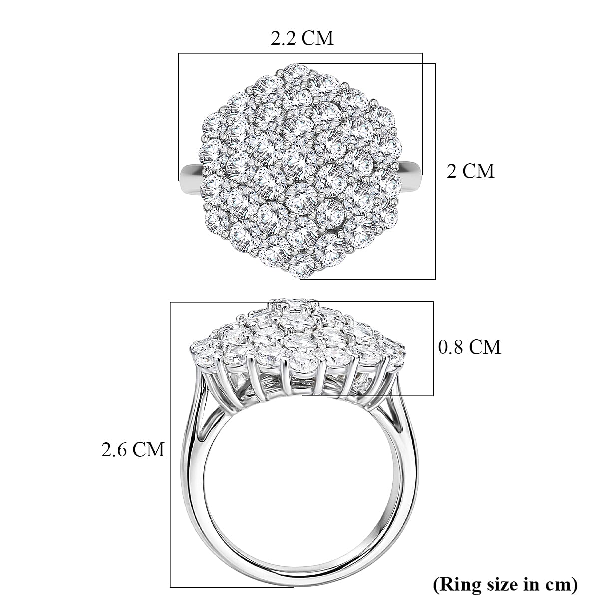 D'Joy Red Carpet Collection - Moissanite Cluster Ring in Rhodium Overlay Sterling Silver 3.30 Ct. V32586207 7