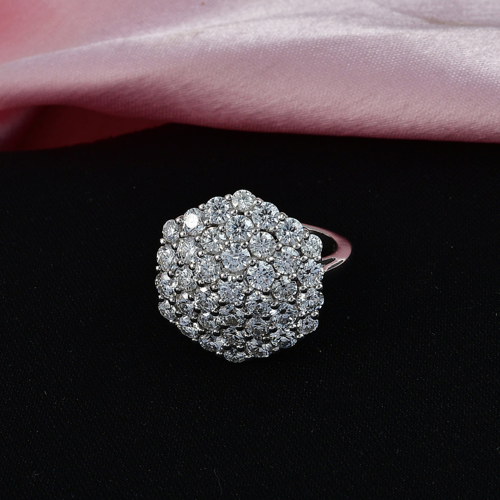 D'Joy Red Carpet Collection - Moissanite Cluster Ring in Rhodium Overlay Sterling Silver 3.30 Ct._8499849_2