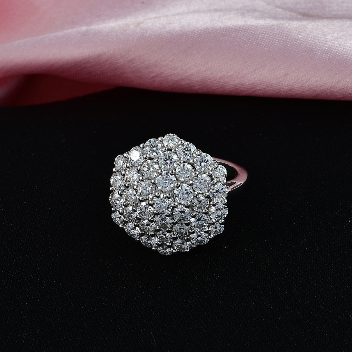 D'Joy Red Carpet Collection - Moissanite Cluster Ring in Rhodium Overlay Sterling Silver 3.30 Ct. V32534252 3
