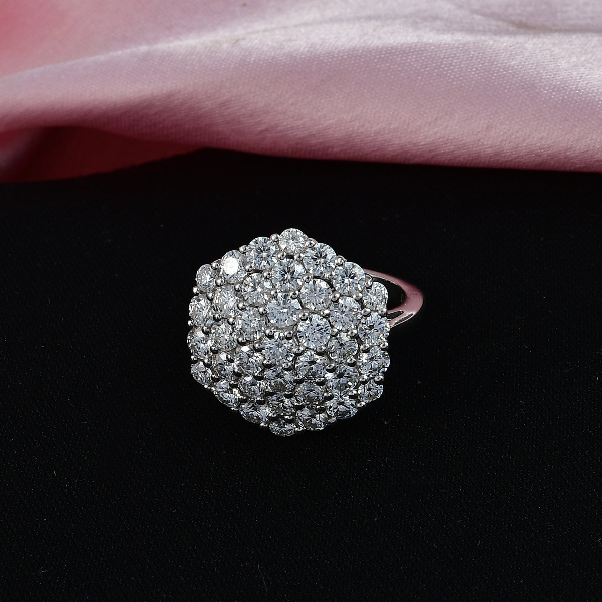 D'Joy Red Carpet Collection - Moissanite Cluster Ring in Rhodium Overlay Sterling Silver 3.30 Ct. V32534252 3