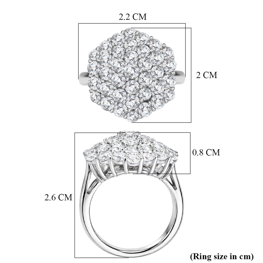 D'Joy Red Carpet Collection - Moissanite Cluster Ring in Rhodium Overlay Sterling Silver 3.30 Ct._8499849_5