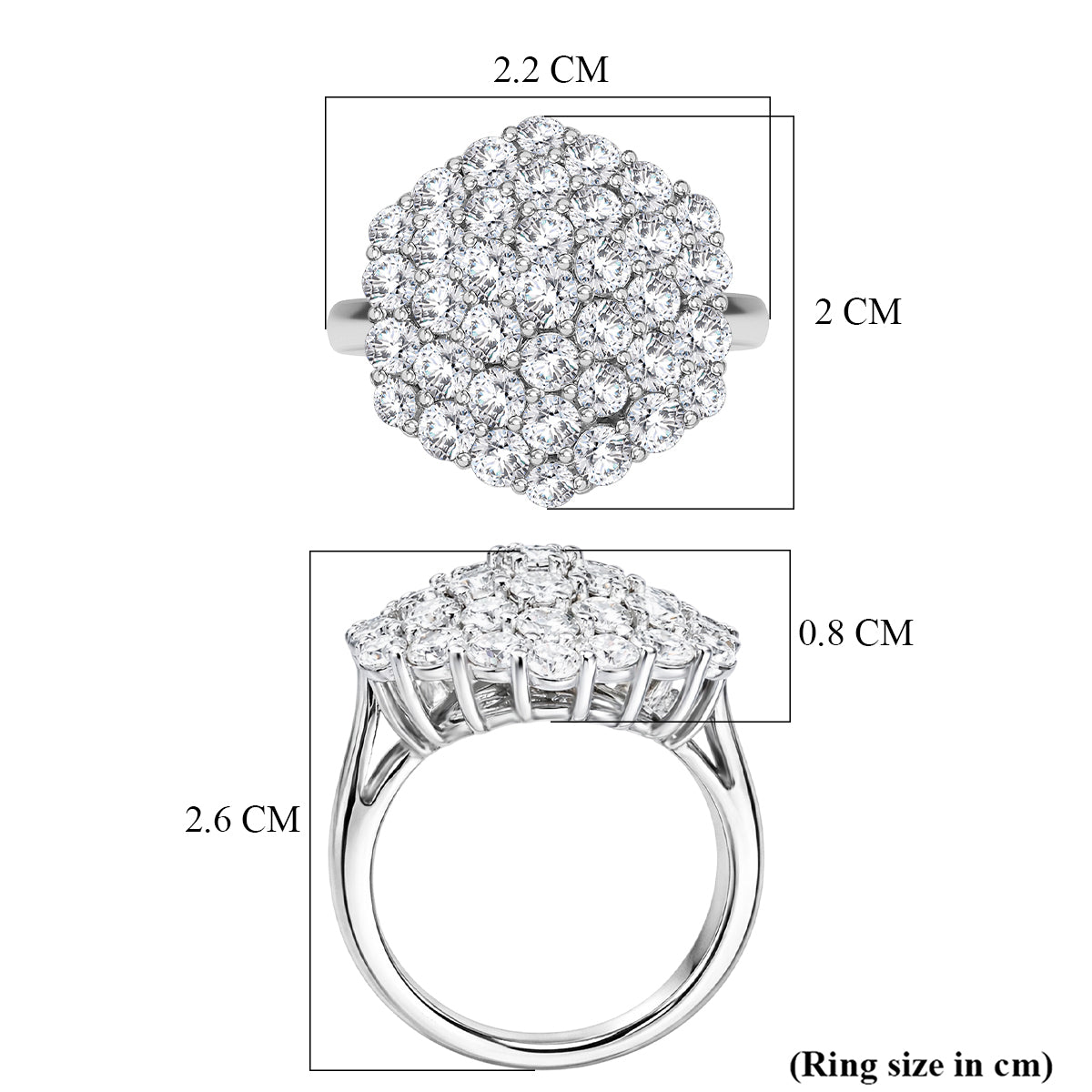 D'Joy Red Carpet Collection - Moissanite Cluster Ring in Rhodium Overlay Sterling Silver 3.30 Ct. V32534252 6