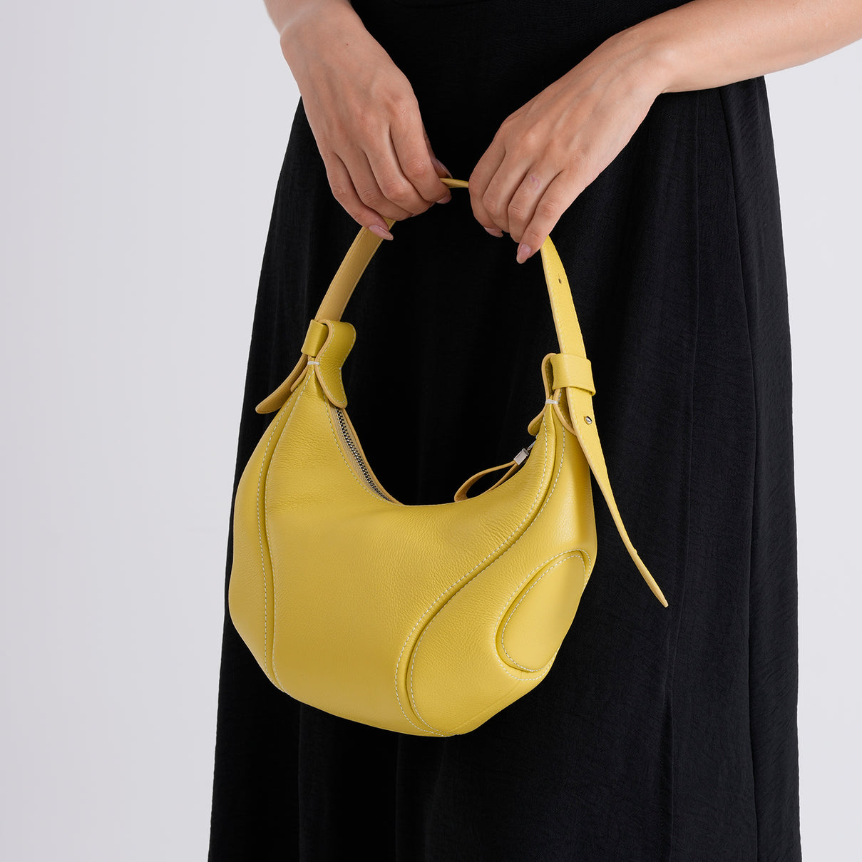 Genuine Leather 2-in-1 Slouchy Crescent Hobo &amp; Convertible Crossbody Shoulder Bag - Yellow 8499861 4