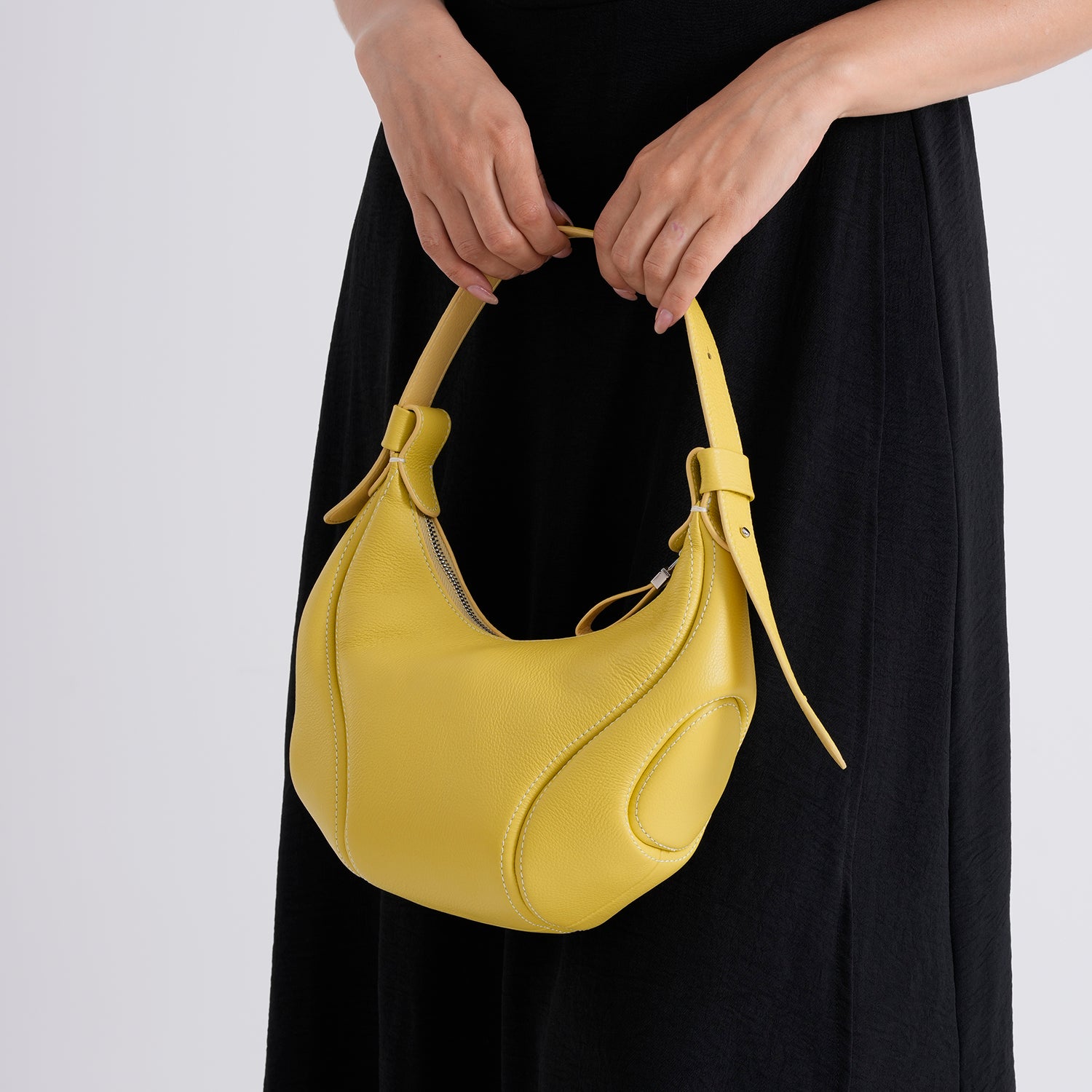 Genuine Leather 2-in-1 Slouchy Crescent Hobo &amp; Convertible Crossbody Shoulder Bag - Yellow 8499861 4