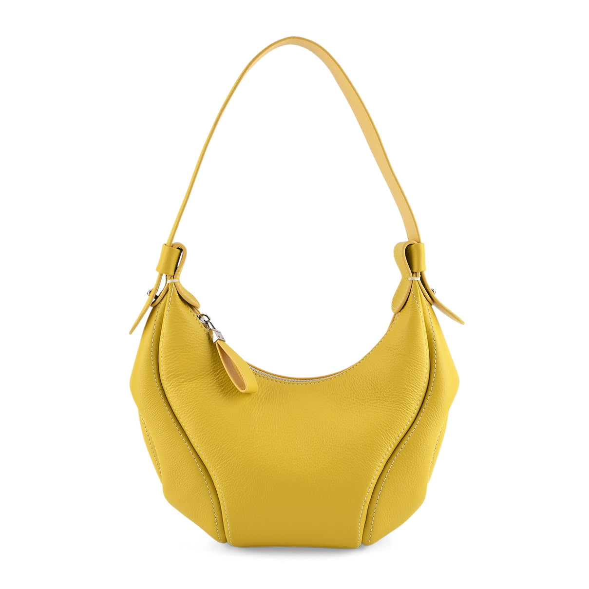 Genuine Leather 2-in-1 Slouchy Crescent Hobo &amp; Convertible Crossbody Shoulder Bag - Yellow 8499861 6